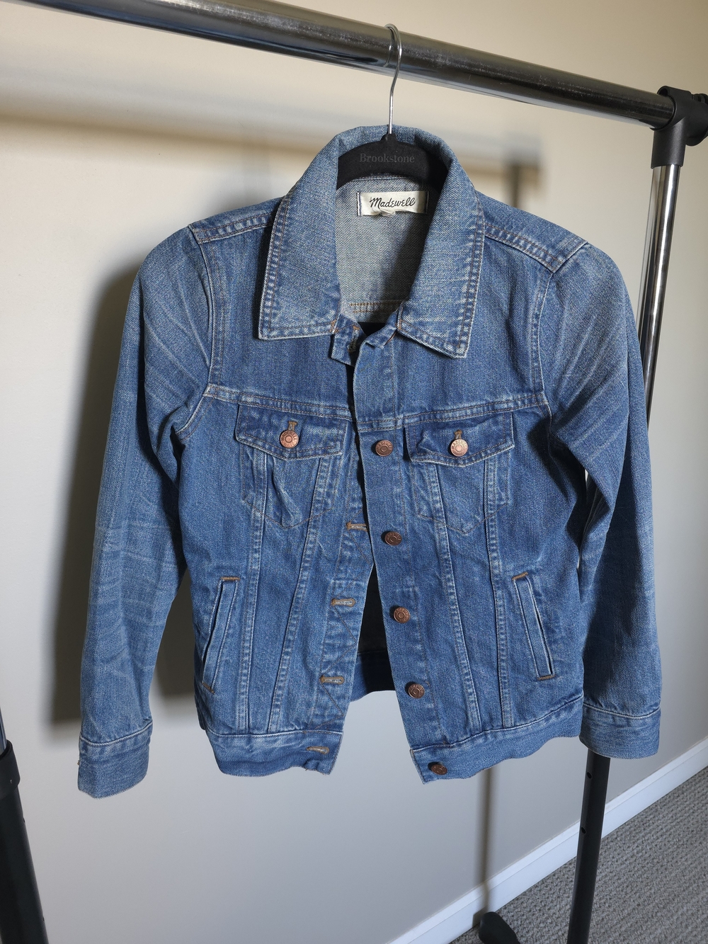 Madewell Medium Blue Classic Denim Jacket with Copper Buttons